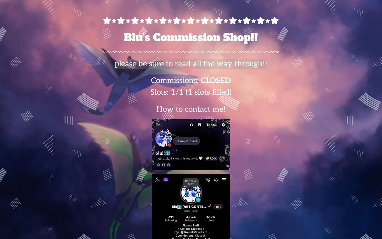 Blu’s Commission Shop!!